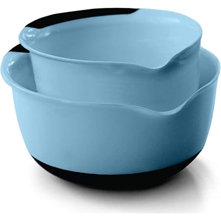 Gorilla Grip Mixing Bowls Set of 2, Slip Resistant Rubber Bottom, Nesting Baking Bowl, Soft Wide Handle, Easy Pour Spout, Electric Mixer and Dishwasher Safe, Kitchen Essentials, 5 QT, 3 Quart, Sky