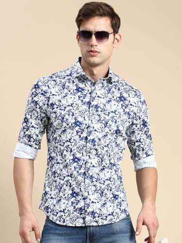 Image of SHOWOFFFF Men Printed Casual Shirt | Spread Collar Full Sleeves Cotton Shirt for Mens | Slim Fit Regular Length Shirt for Men's