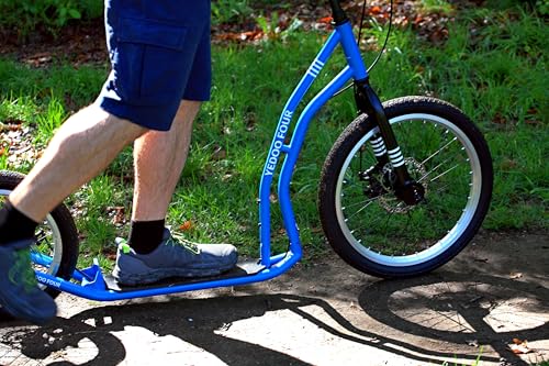 YEDOO Four Y40 Tretroller - bis 150 kg, mittelgroßer, Stabiler Kickscooter mit Scheibenbremsen und 20/16 Lufträdern - Dogscooter für Erwachsene, für Natur und urbanes Off-Road. (Black)