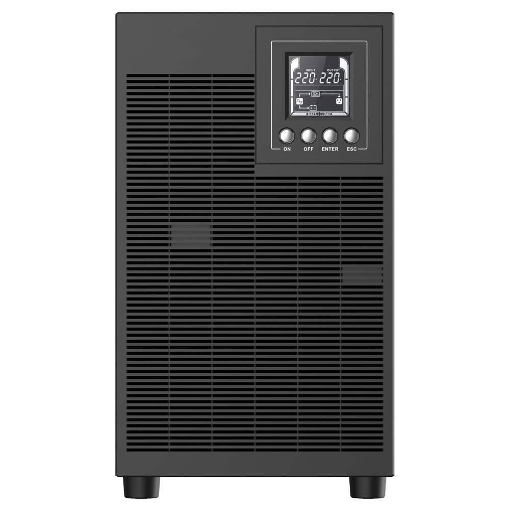 RVT SECURITY ups 3000 VA Onda SINUSOIDALE Pura con display LCD 2400 watt Doppia Conversione 4 Uscite Schuko, USB, RS232, EPO, Slot SNMP, 6 Batterie 12V-7Ah