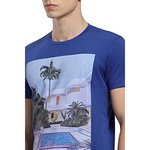 Image of Jack & Jones Men Graphic Printed Slim Fit Cotton T-Shirt
