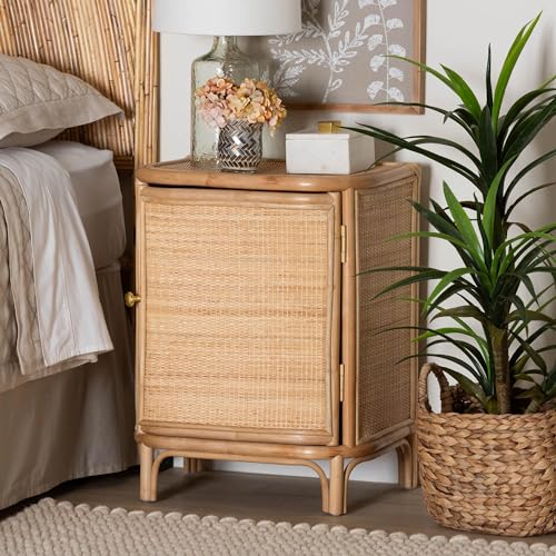 bali & pari Kiara Natural Rattan Nightstand, 1-Door bali & pari Kiara Natural Rattan Nightstand, 1-Door
