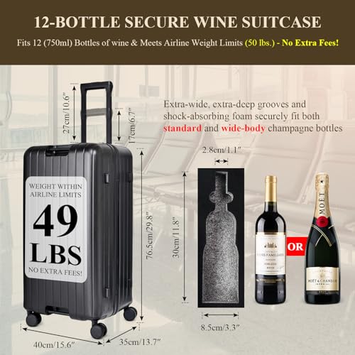 CNZLYZOY 12-Bottle Wine Suitcase