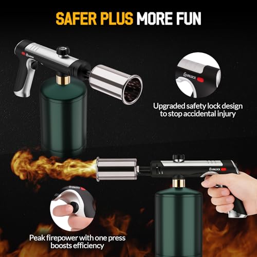 Image of Siasky Propane Torch with One-Click Max Fire, Flame Thrower Gun Charcoal Lighter with a Safety Lock, Kitchen Blow Torch for Cooking, BBQ, Sous Vide, Grill (Tank Not Included)