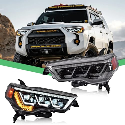 Headlights for Toyota 4runner 2014-2023 TRD/Limited/Off-Road/SR5/Sport/Nightshade, Triple Beam Headlights for 4runner with Sequential Turn Signal (1 Pair)