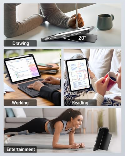 Funda de teclado para iPad Air 11 M3 con trackpad desmontable y luz 7