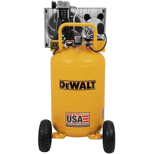 Dewalt 30 Gallon Vertical Air Compressor, 2 HP, Single Stage, Oil Lube Belt Drive, 175 Max PSI, Portable Air Compressor for Home Improvement, 6.2 SCFM at 90 PSI, Efficient Performance