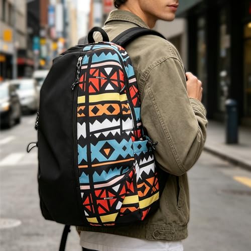 Mochila de viagem de grande capacidade com estampa de graffiti, Vermelho, Medium, Mochila Graffiti