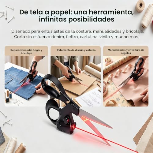 Miniatura 8 de Letcart Tijeras De Costura Guiadas Por Láser, Corte Recto Profesional Rápido Para Tela, Papel, Manualidades, Corte Láser