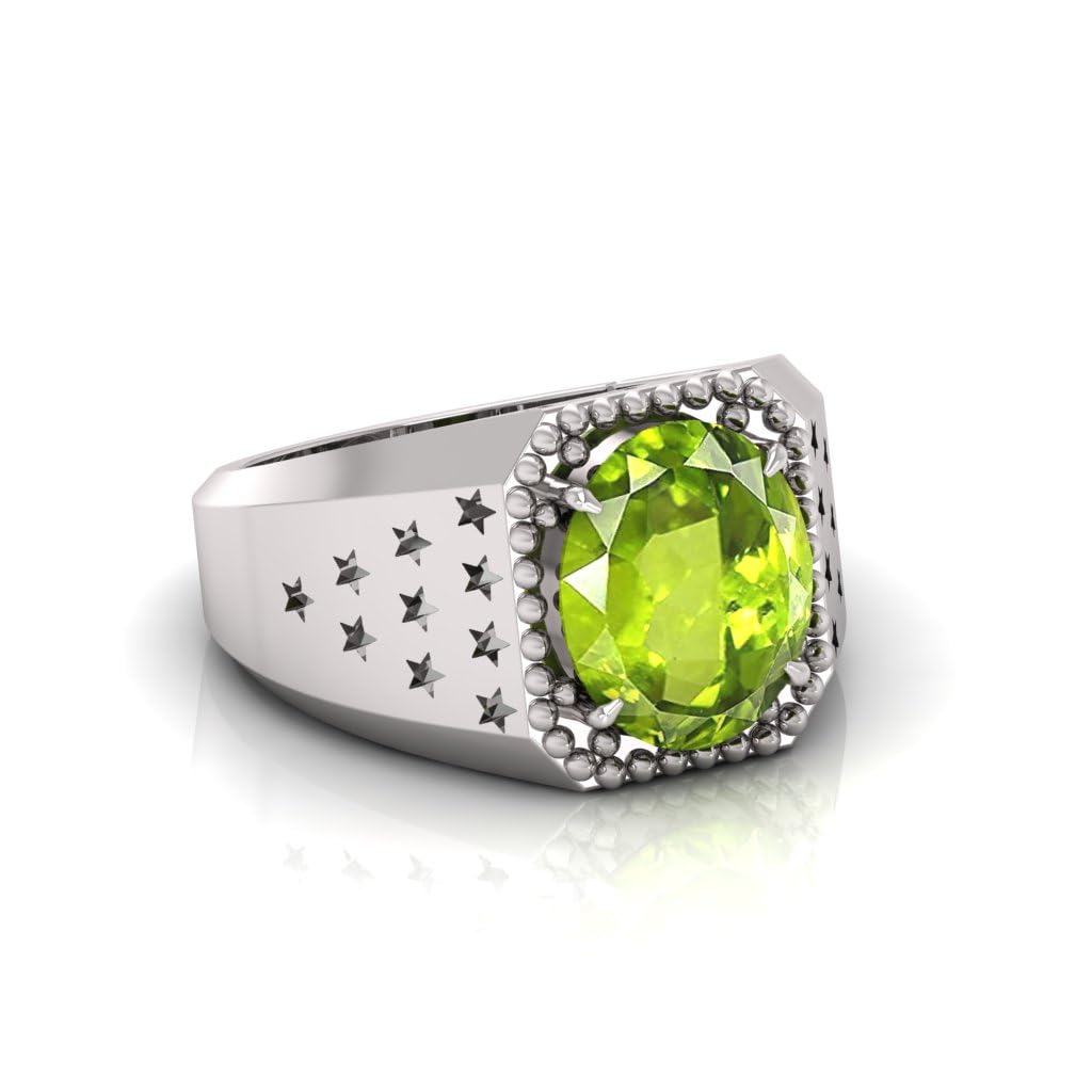 7.25 Ratti Green Peridot (Chrysolite) Original Stone Adjustable Ring For Men And Women With Lab Certified A-15-image-26