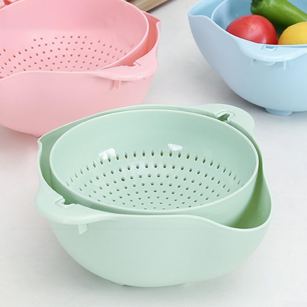 Juego de colador de cocina diseñado para un manejo práctico de alimentos, incluyendo lavado, drenaje, enjuague y transferencia de frutas, verduras y pasta (rosa)
