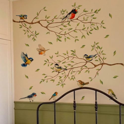 Vinilos decorativos rama con pájaros miniatura 3