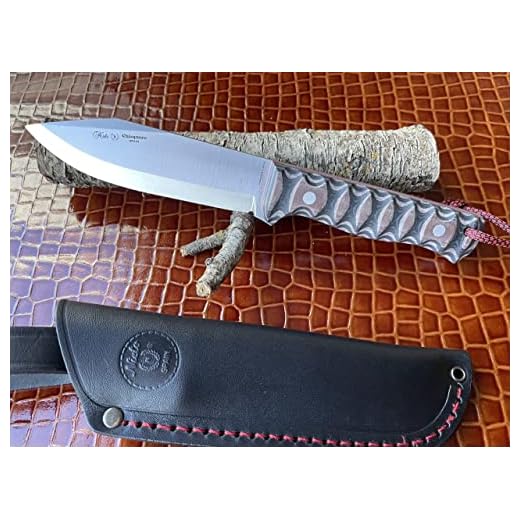 NIETO- 1045-K. Cuchillo Miguel Nieto CHISQUERO. Mango Katex. Funda de cuero. Herramienta para Caza, Pesca, Camping, Outdoor, Supervivencia y Bushcraft