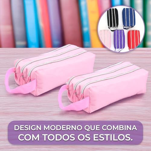 Estojo Escolar Triplo Grande 3 Divisórias Feminino Masculino Faculdade Jovem Curso Volta as aulas (A