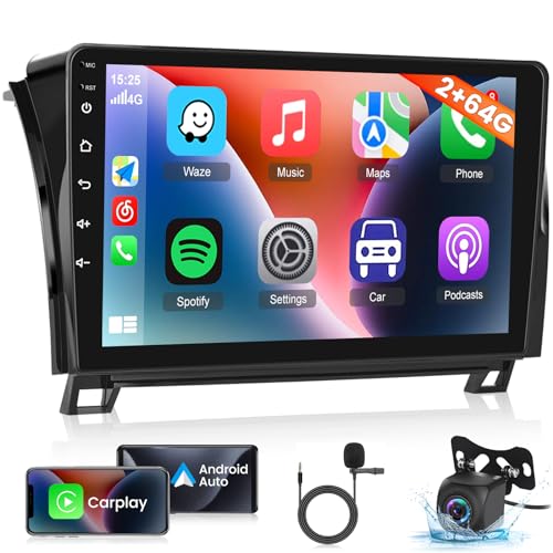 [2+64G] Android Car Radio for Toyota Tundra 2007-2013 and for Toyota Sequoia 2008-2018, 10.1 Inch Touchscreen Stereo with Apple Carplay & Android Auto, WiFi, Mirror Link, SWC + AHD Backup Camera