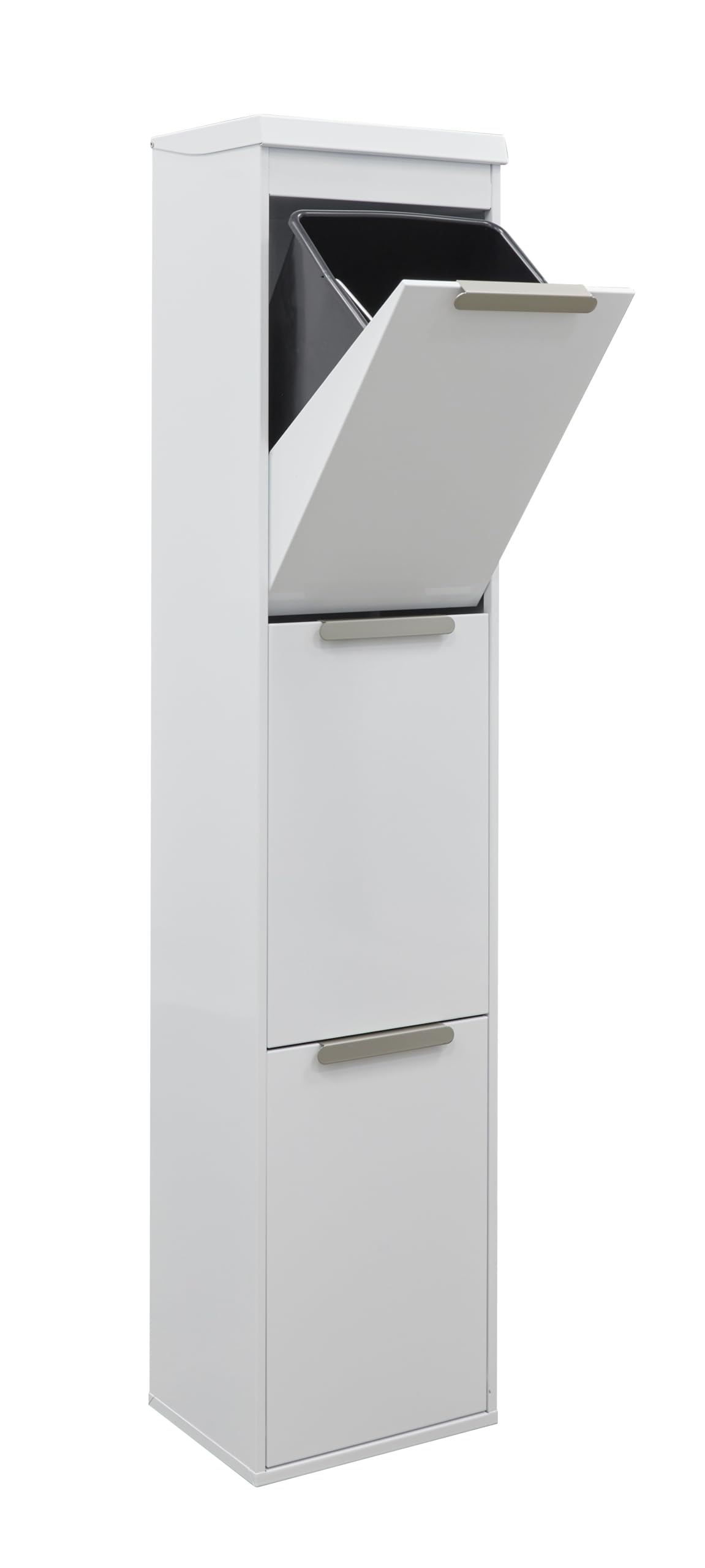 ARREGUI Ecoclas Plus CR321-E Mülltrennsystem aus Stahl mit Aufbewahrungsbox mit Deckel | 3x17L (51L) | 3 Fächer Mülleimer für die Küche | 3 Fach Abfalleimer | Herausnehmbare Inneneimer + Griff | weiß