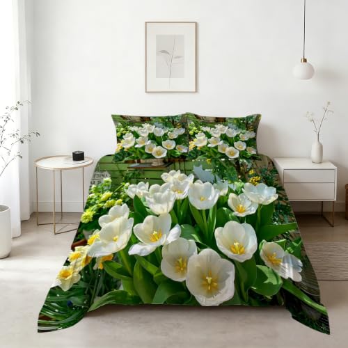 Parure de lit 3D imprimée 240x260 housse couette fleurs microfibre avec taies - 5