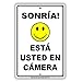 SonrÃ­e Que EstÃ¡s Usted En CÃ¡mera Spanish Security Notice Plate Aluminium Metal 8
