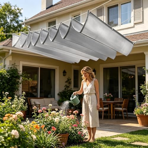 Voile d'ombrage rétractable ondulé, toile solaire imperméable de luxe