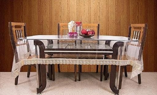 Image of Transparent PVC Dining Table Cover, 60 x 90 Inches