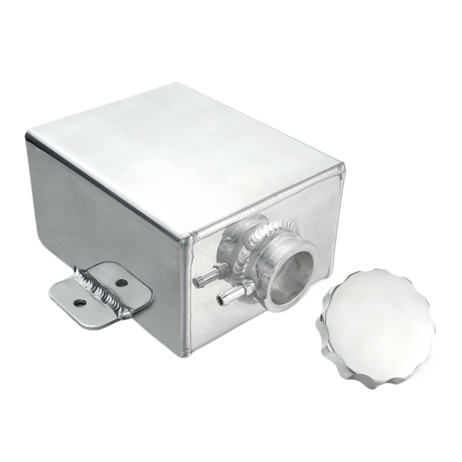 Zbiornik wyrównawczy 1.2L AN8 Uniwersalny Aluminiowy Zbiornik Wyrównawczy Chłodziwa Wody Chłodnicy Zestaw Akcesoriów(Silver)