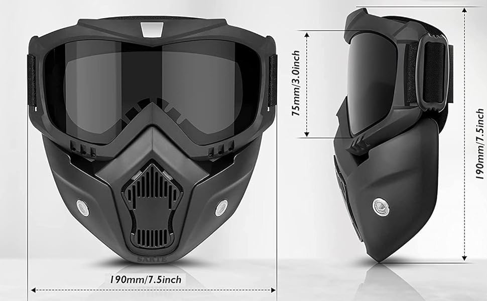 B D SAFETY - Goggle Mask Anti Scratch UV Protective Open Face & Eyewear Windproof Dirt Shield Adjustable Strap Soft Foam Padded Detachable for Cycling Bike Off Road Racing Riding Unisex (Multi)