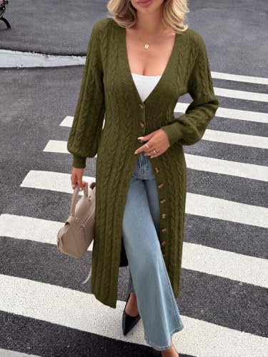 Image of Saodimallsu Womens Long Duster Cardigans Button Down Maxi Sweater Dress