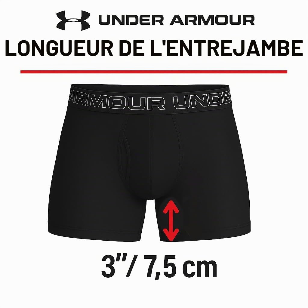 Under Armour Lot de 3 Boxers pour Homme Tech Performance, Longueur Jambe 8 cm – Respirant, évacuation de l’humidité, Toucher Doux, Confort Toute la journée
