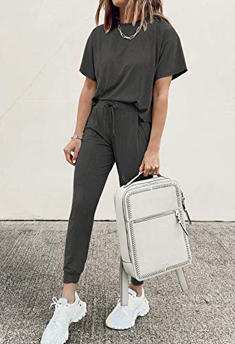 PRETTYGARDEN Women's Two Piece Sets 2025 Summer Spring Jogger Pants Travel Vacation Lounge Outfits Airplane Matching Clothes