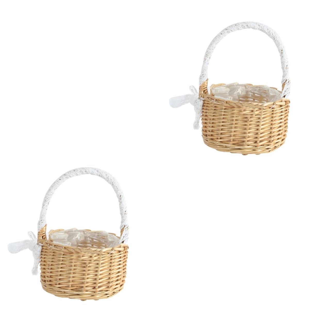 Mobestech 2stücke Handgewebter Blumenarrangementkorb Rattan Vielseitiger Aufbewahrungskorb Für Hochzeiten Zuhause Und Garten Leicht Und