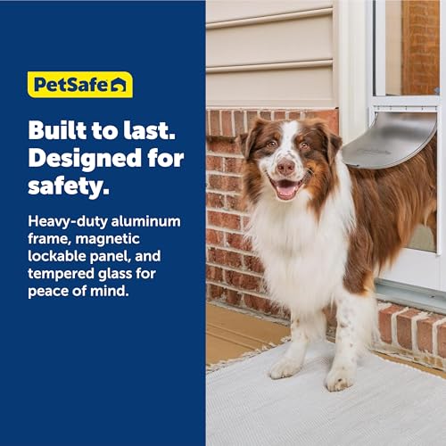 PetSafe 2-teiliger Glasschiebetüreinsatz mit Katzen- und Hundetür - Kein Zuschneiden Erforderlich, Passt Sich Automatisch an Türhöhe an 195 bis 206 cm, Langlebig, Wetterfest - Große Haustiere