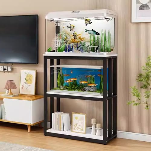 Aquariumständer mit 3 Ebenen, Metall, mit Ablagefach für Reptilien, offenes Terrarium, stilvolle Möbel...