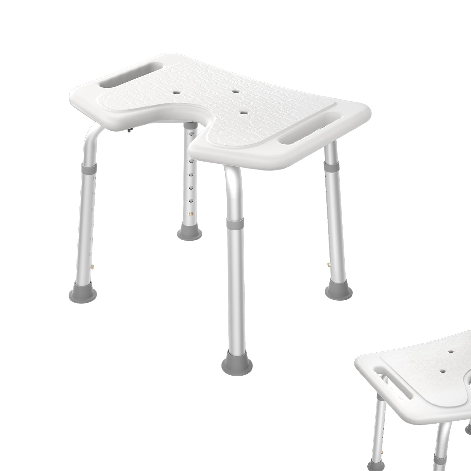 Aufun Sgabello doccia sedia doccia 35-51cm sgabello doccia regolabile in altezza sedile bagno antiscivolo tipo U sedile doccia in alluminio e plastica