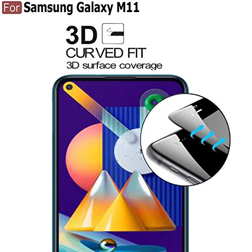 Image of CEDO Tempered Glass for Samsung Galaxy M11 | Screen Protector Full HD Quality Tempered Glass Anti-Scratch Edge to Edge Coverage with Easy Installation Kit (Black)