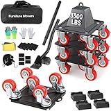 Heavy Duty Furniture Dolly with 5 Wheels, 3300 lbs Load Capacity for Easy Moving and Storage, Furniture Lift Mover Tool Set Perfect for Heavy Home or Office - Made of Premium Carbon Steel(4 Packs)
