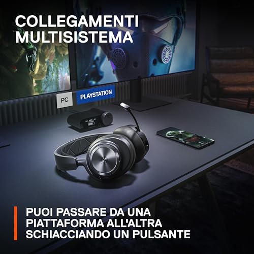 Arctis Nova Pro - Cuffie da gaming wireless multi-sistema - Driver magnetici al neodimio - Cancellazione attiva del rumore - Infinity Power System -Mic ClearCast Gen 2 - PC,PS5,PS4,Mobile - Cuffia gaming - Immagine 7