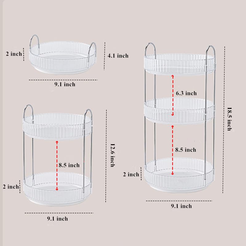 Makeup Organizer for Vanity, 360° Rotating Bathroom Organizer Countertop, High-Capacity Skincare Organizer, Spinning Cosmetics Organizer for Dresser Countertop (2 Tiers, Grey) - Image 7