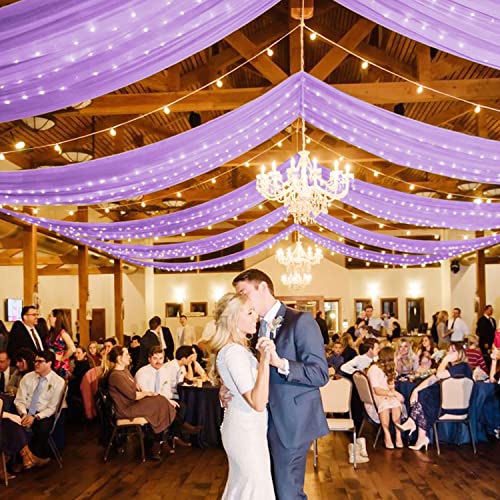 Image of FOTSHARER Ceiling Drapes for Weddings 5x20FT 4 Panels Lavender Wedding Ceiling Drapes Arch Draping Fabric Chiffon Ceiling Drapes Sheer Fabric Wedding Ceiling Curtain Drape for Weddings Ceremony