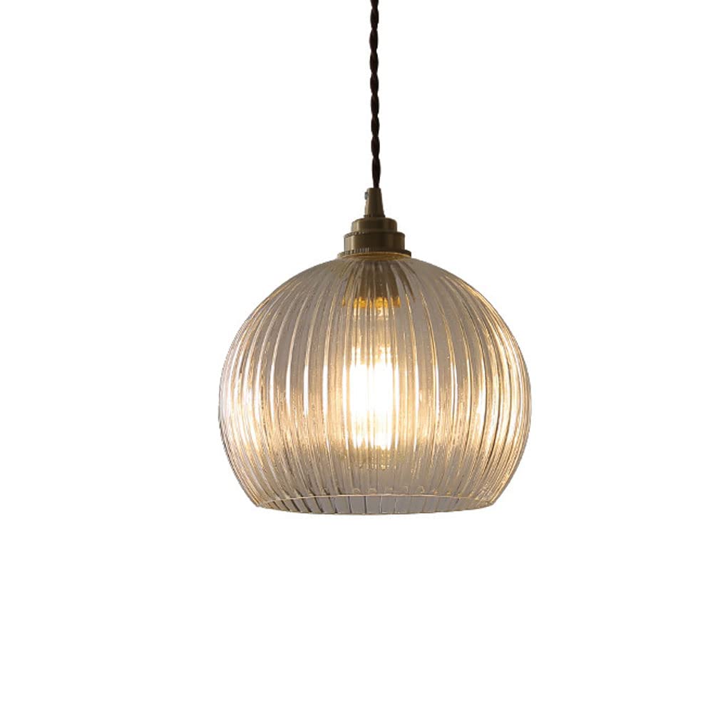 Lámpara Colgante de Cristal Transparente/Mate con Forma de semicírculo, portalámparas de latón Inoxidable E27, lámpara Colgante de Techo, Cable Ajustable, lámpara de araña de un Solo Cabezal para