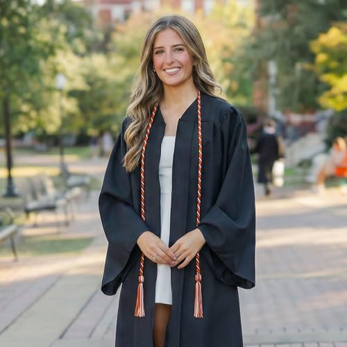 Image of GraduationMall Graduation Honor Cords 68 inch (Dark Orange White)