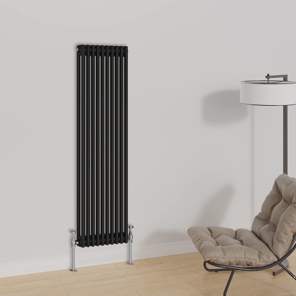 Warmehaus Vertical Column Radiator 1500x470mm Double Panel Black