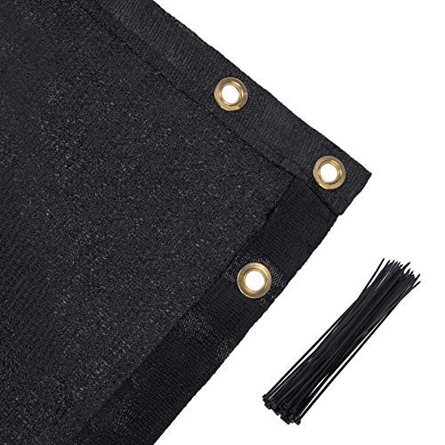 Decorlife 6ft x 50ft Privacy Screen Fence, Black Windscreen Cover Fabric Shade with 42 Zip Ties & Grommets, UV-Proof Weather-Resistant Privacy Screen Cover for Porch Deck Outdoor Backyard Patio