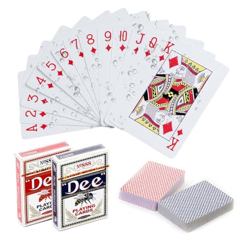 2 x 55 Karten Spielkarten, Wasserdicht Pokerkarten, Plastik Pokerkarten,Poker Karten, Kartenspiel Mit Zwei Eckzeichen für das Geschenkpartyspiel, Texas Holdem Poker, Blackjack, Bridge
