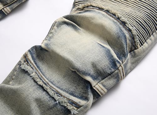 Men's Distressed Ripped Slim Fit Denim Jeans Pants4