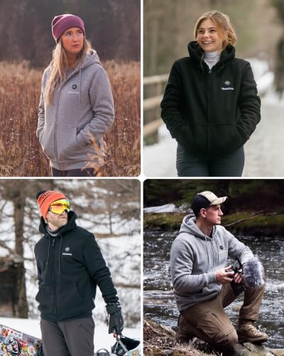 Image of Venustas Unisex Heated Hoodie with Battery, Full-Zip Heated Jacket for Women and Men