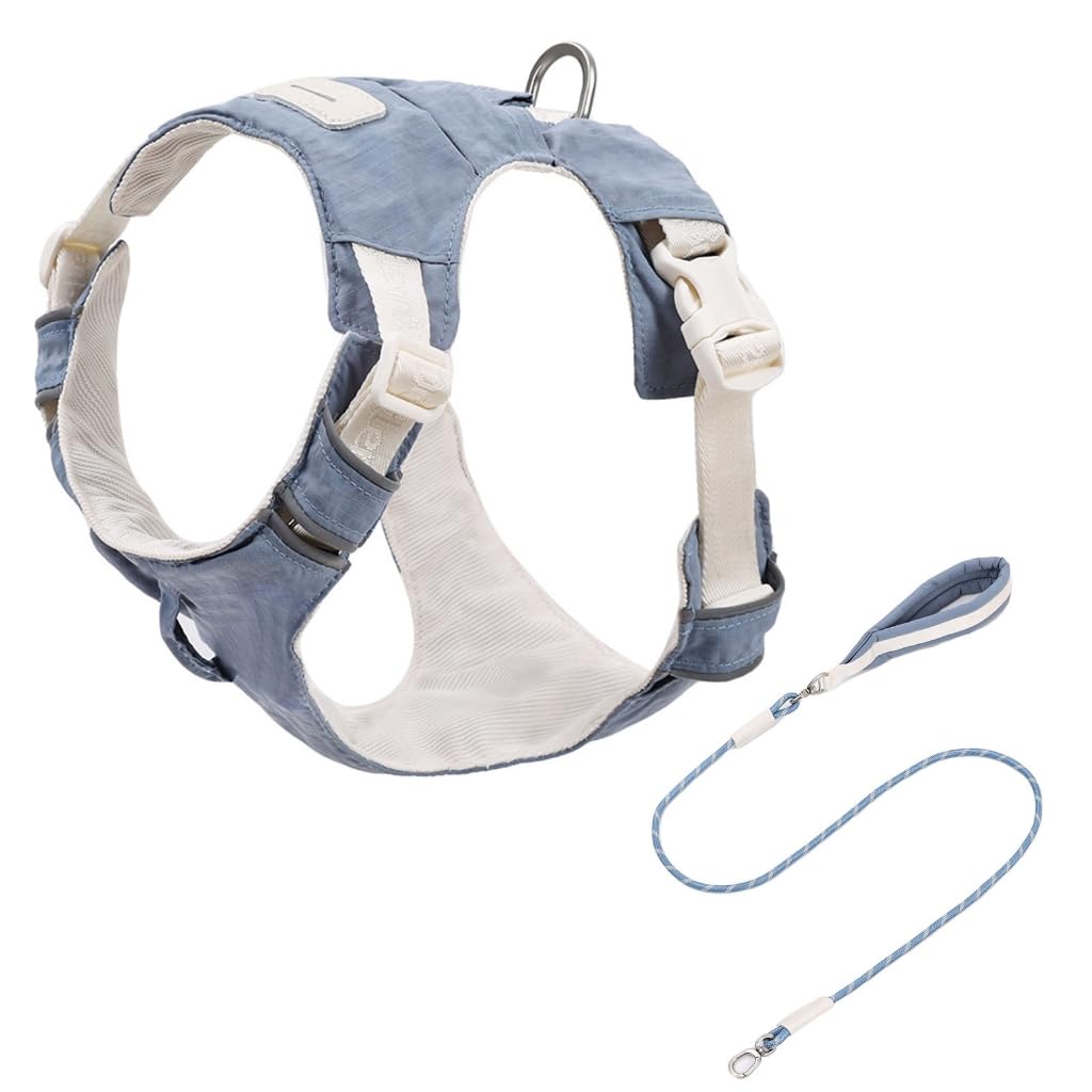 Juego de arnés y correas desmontables para perro, chaleco reflectante ajustable con cómoda cuerda de nailon para caminar al aire libre