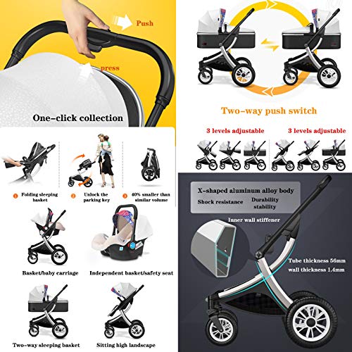 Babywandelwagen Voor Pasgeboren Kinderwagen, Reissysteem Wandelwagen En Autostoel, Autostoelwagen Combo's, Kinderwagen 3… - Afbeelding 7