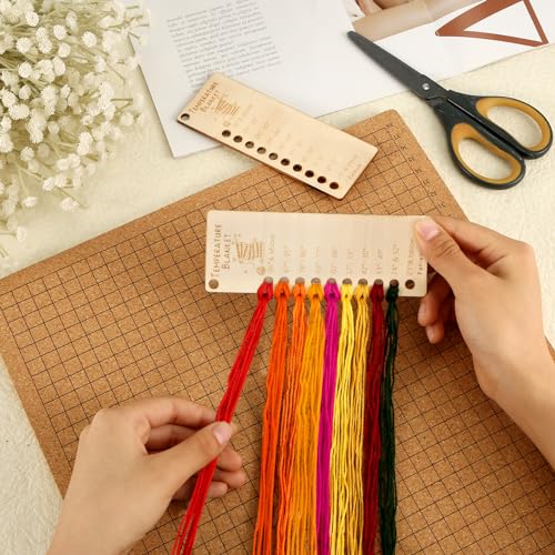 Image of 2pcs Wood Temperature Blanket Color Chart, Reusable Crochet Blanket Chart Planners Wool Yarn Shade Organization Storage Card Coloring Scheme for Handmade Items Thread Crochet Projects