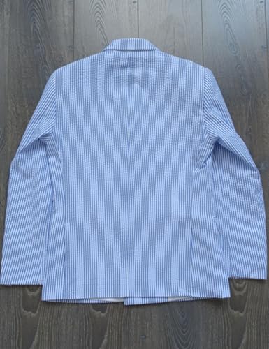 Mens Summer Seersucker Blazer Jacket Lightweight Casual Formal Wedding Prom Sport Coat Spring2