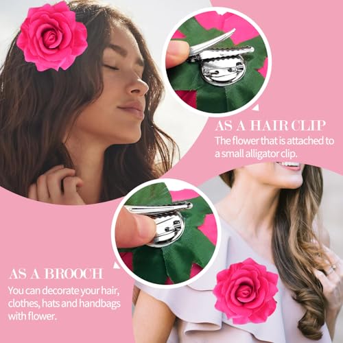 Atoden Broche Flor Hot Pink para Pelo miniatura 4